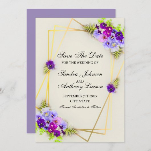 Geometrische weergave slaat de datum op save the date (Voorkant / Achterkant)