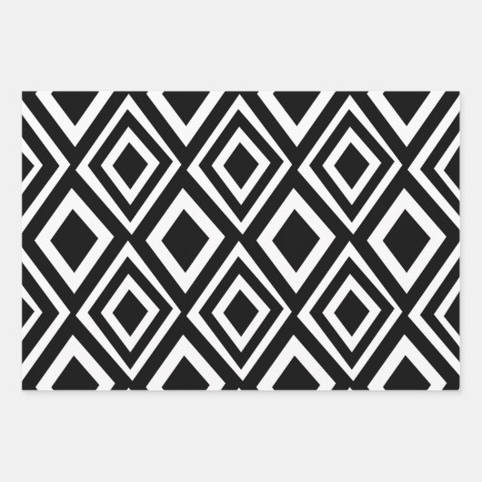 Geometrische weergave van zwart en wit diamant inpakpapier vel (Voorkant 3)