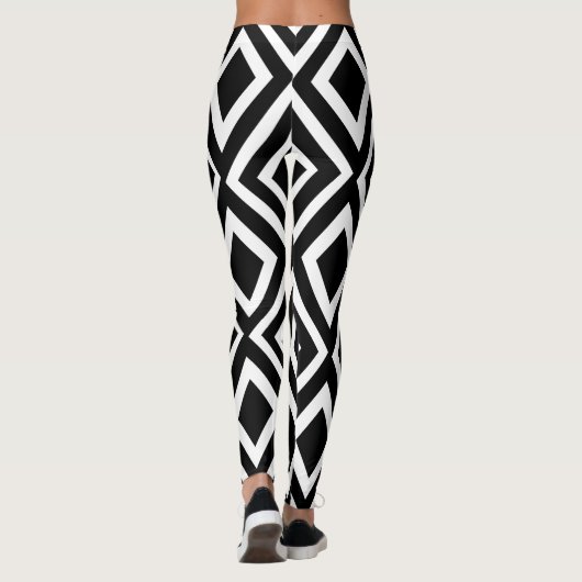 Geometrische weergave van zwart en wit diamant leggings (Achterkant)