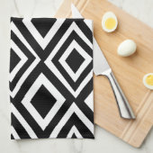Geometrische weergave van zwart en wit diamant theedoek (Quarter Fold)
