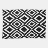 Geometrische weergave van zwart en wit diamant theedoek (Horizontaal)