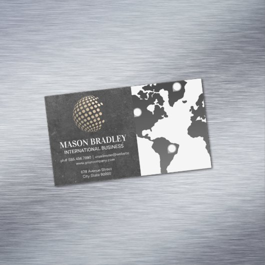 Geometrische Wereldbol | Wereldkaart Magnetisch Visitekaartje (Voorbeeld)