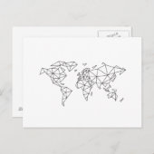 Geometrische wereldkaart briefkaart (Voorkant / Achterkant)
