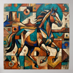 Geometrische Western Paard Poster