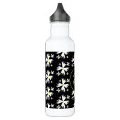 Geometrische White Daisy Floral Illustration Monog Waterfles (Links)