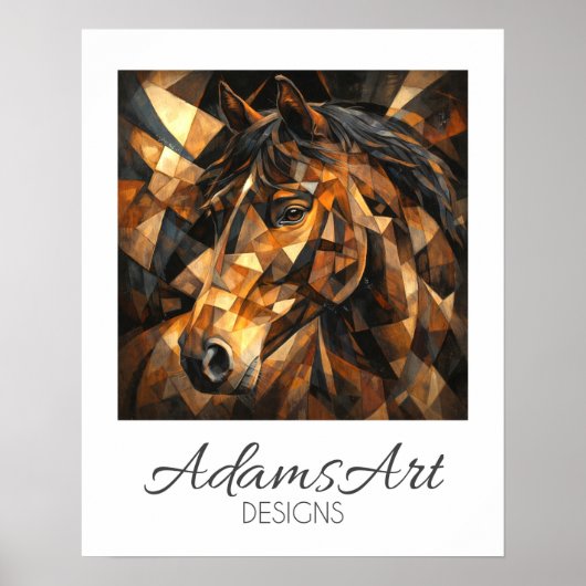 Geometrische Wilde Paard Abstracte Kunst Poster (Voorkant)