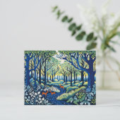 Geometrische wildernis in Linocut. lente Feestdagenkaart (Staand voorkant)