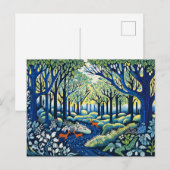 Geometrische wildernis in Linocut. lente Feestdagenkaart (Voorkant / Achterkant)