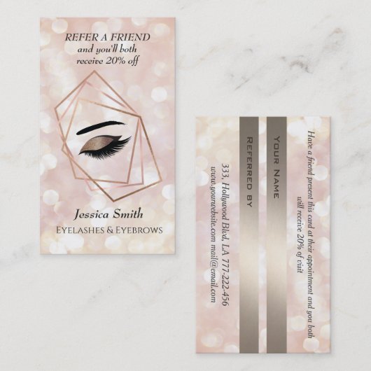 Geometrische wimpers en wenkbrauwen van een afbeel aanbevelingskaartje (Voorkant / Achterkant)