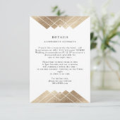 Geometrische  Wit Gouden Folie Bruiloft Details Informatiekaartje (Staand voorkant)