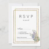 Geometrische witgouden lavendel roze bloemen RSVP Kaart (Voorkant)