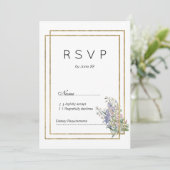 Geometrische witgouden lavendel roze bloemen RSVP Kaart (Staand voorkant)