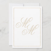 Geometrische witgouden monogram initialen Huwelijk Kaart (Achterkant)
