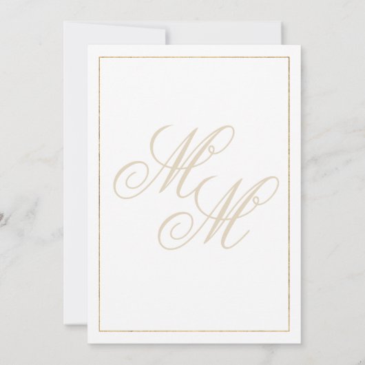 Geometrische witgouden monogram initialen Huwelijk Kaart (Achterkant)