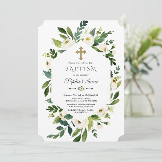 Geometrische witte bloedstolling van Floral Peonie Kaart (Staand voorkant)