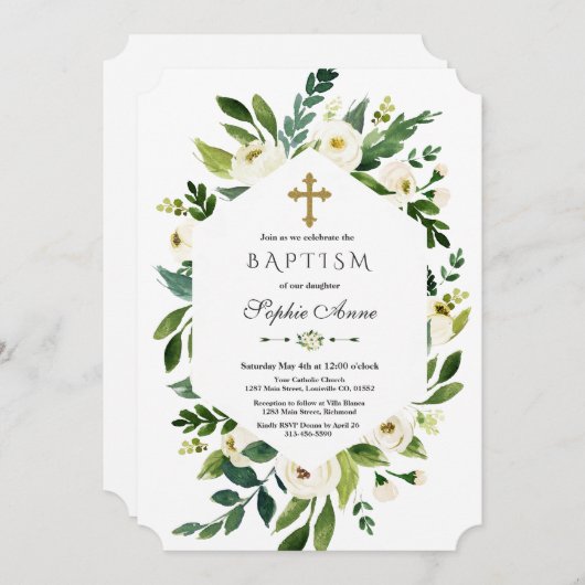 Geometrische witte bloedstolling van Floral Peonie Kaart (Voorkant / Achterkant)