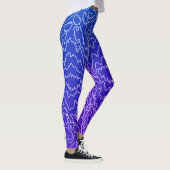Geometrische witte bochtige lijnen op blauw leggings (Rechts)