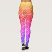 Geometrische witte bochtige lijnen op blauw leggings (Achterkant)