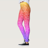 Geometrische witte bochtige lijnen op blauw leggings (Links)