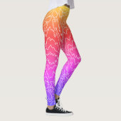 Geometrische witte bochtige lijnen op blauw leggings (Rechts)