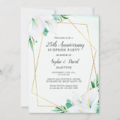 Geometrische witte Calla Lily 25th Jubileum Kaart (Voorkant)