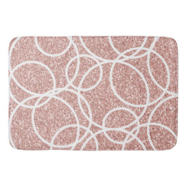 Geometrische witte cirkel Blush Roze Glitter Abstr Badmat