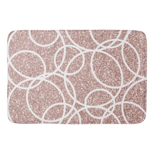 Geometrische witte cirkel Blush Roze Glitter Abstr Badmat (Voorkant)