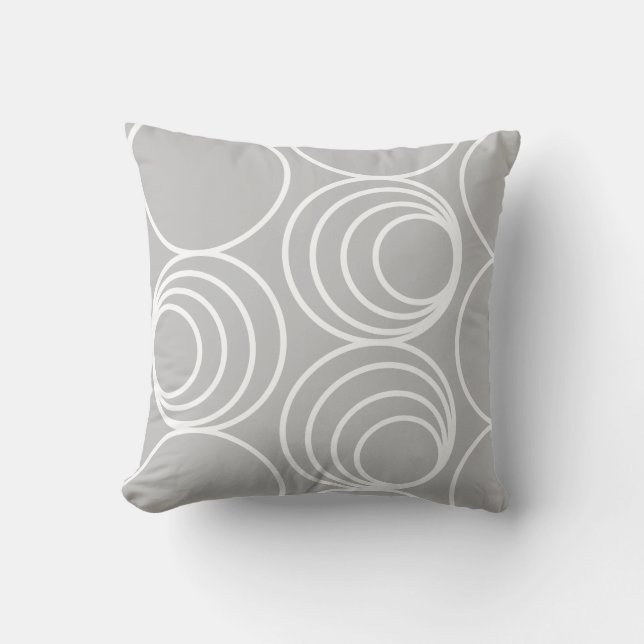 Geometrische witte cirkel zilvergrijs Modern Abstr Kussen (Voorkant)