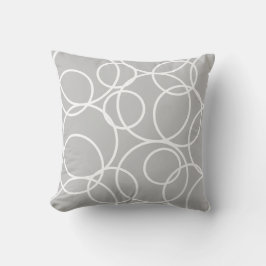 Geometrische witte cirkels Abstract Modern Gray Kussen