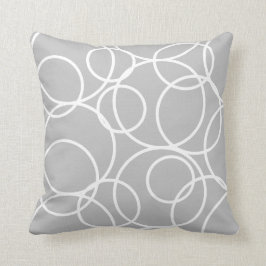 Geometrische witte cirkels Abstract Modern Gray Kussen