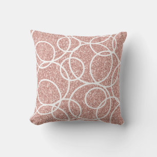 Geometrische witte cirkels Abstract roze glitter Kussen