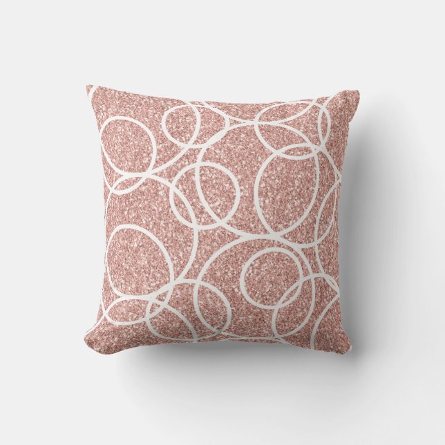 Geometrische witte cirkels Abstract roze glitter Kussen (Voorkant)