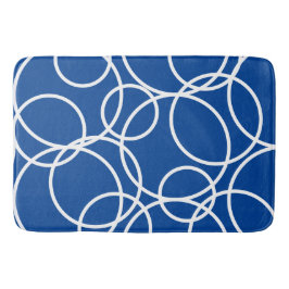Geometrische witte cirkels blauw modern Abstract Badmat