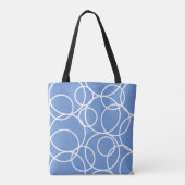 Geometrische witte cirkels blauw modern Abstract Tote Bag (Achterkant)