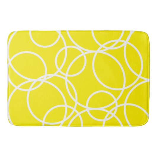Geometrische witte cirkels geel modern Abstract Badmat (Voorkant)