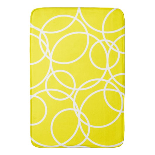 Geometrische witte cirkels geel modern Abstract Badmat (Voorkant Verticaal)