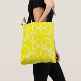 Geometrische witte cirkels geel modern Abstract Tote Bag