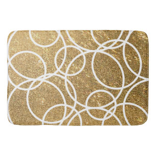 Geometrische witte cirkels Gold Glitter Abstract Badmat
