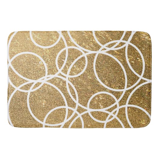 Geometrische witte cirkels Gold Glitter Abstract Badmat (Voorkant)