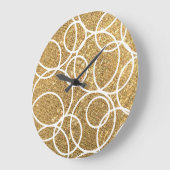 Geometrische witte cirkels Gold Glitter Abstract Grote Klok (Hoek)