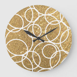 Geometrische witte cirkels Gold Glitter Abstract Grote Klok