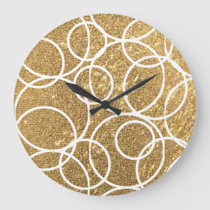 Geometrische witte cirkels Gold Glitter Abstract Grote Klok