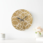 Geometrische witte cirkels Gold Glitter Abstract Grote Klok (Huis)