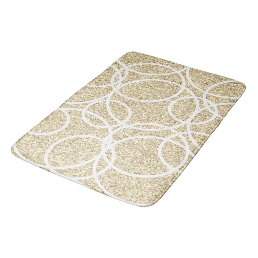 Geometrische witte cirkels gouden glitter Abstract Badmat (Gekanteld)