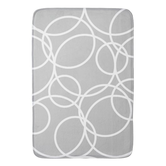 Geometrische witte cirkels grijs modern Abstract Badmat (Voorkant Verticaal)