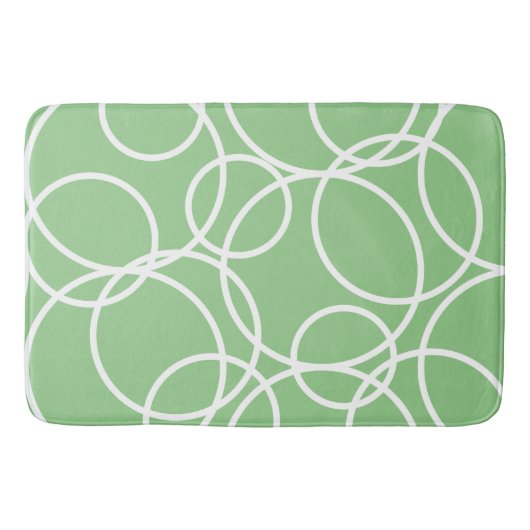 Geometrische witte cirkels groen modern Abstract Badmat (Voorkant)