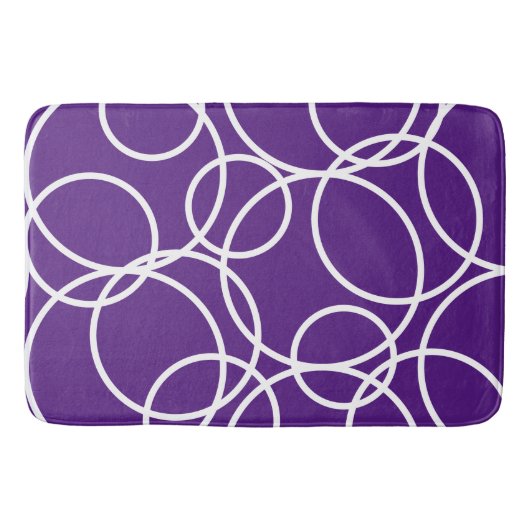 Geometrische witte cirkels Paarse moderne Abstract Badmat (Voorkant)