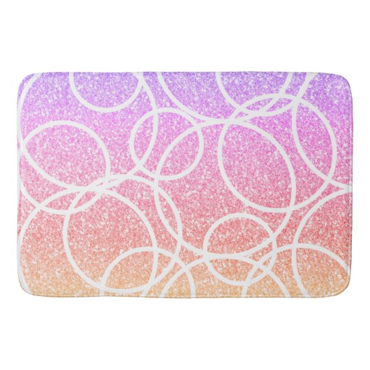 Geometrische witte cirkels regenboog glitter Abstr Badmat (Voorkant)