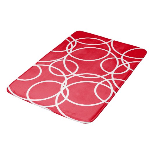 Geometrische witte cirkels rood modern Abstract Badmat (Gekanteld)