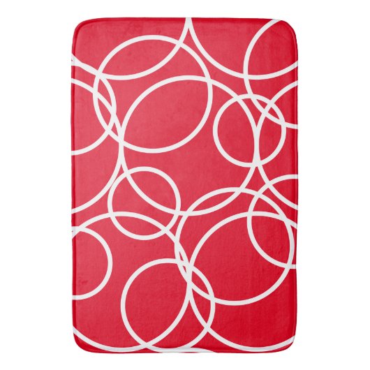 Geometrische witte cirkels rood modern Abstract Badmat (Voorkant Verticaal)